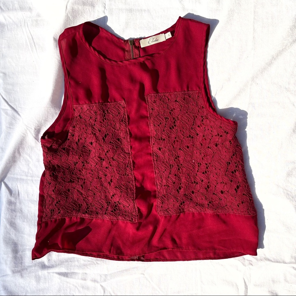 Red Tank Blouse with Lace